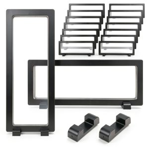 15 Pack Floating Display Case - 9 x 3.54 Inch Coin Display Case - Black Challenge Coin Display for Securing Medallions, Fossils, Stamps, Insect, Arrowhead, Guitar Pick, AA Medallion, Picture-0