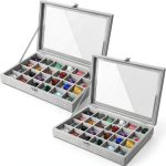 Rock Collection Box Misdary 2-Pack Velvet Grid Display Case 24 Slots-0