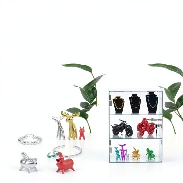 Clear Acrylic Countertop Display Case BSRTOP 3 Tier Lockable Mirror-3