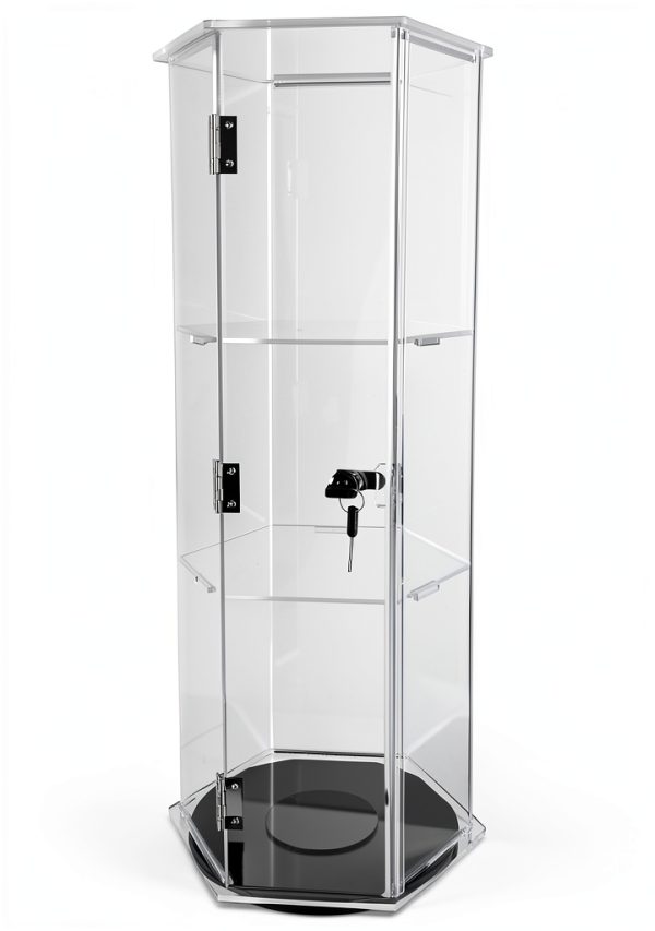 Clear Cabinet Showcase FixtureDisplays Hexagon Lock Box 24in-0