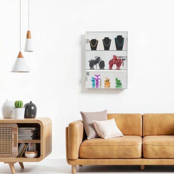 Clear Acrylic Countertop Display Case BSRTOP 3 Tier Lockable Mirror-4