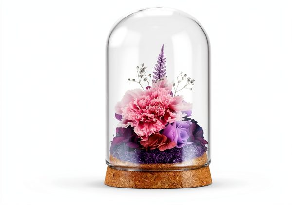 Bell Jar Glass Cloche IMIKEYA 5 Piece Rustic Wood Base Set-4