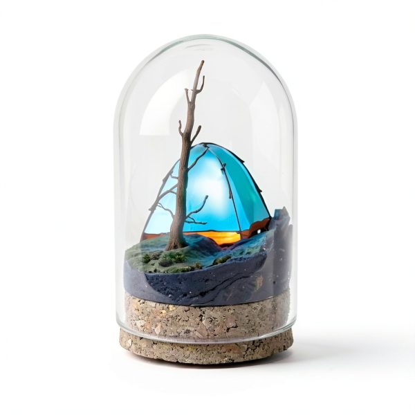 Bell Jar Glass Cloche IMIKEYA 5 Piece Rustic Wood Base Set-8